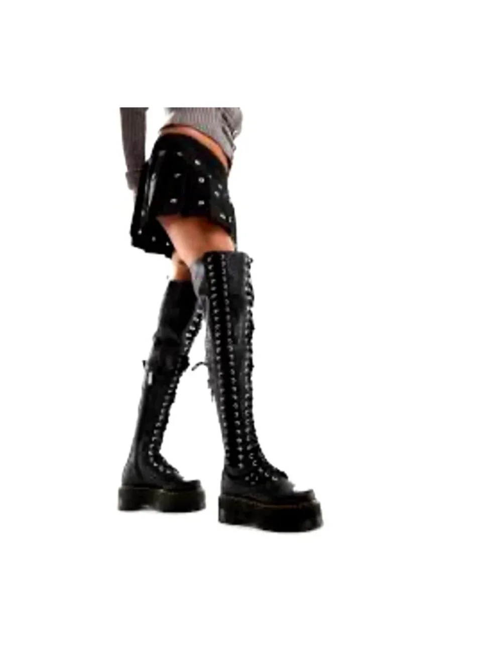 Dr. Martens 28-Eye XTRM Max Virginia Leather Size 6 Thigh High Platform Boots